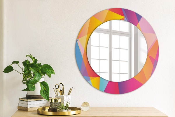 Round mirror frame with print Geometric composition