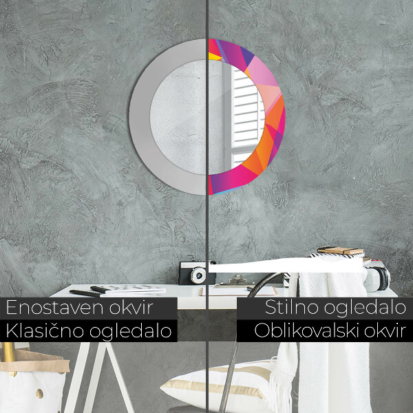 Round mirror frame with print Geometric composition