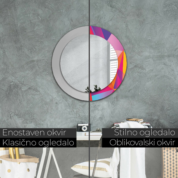 Round mirror frame with print Geometric composition