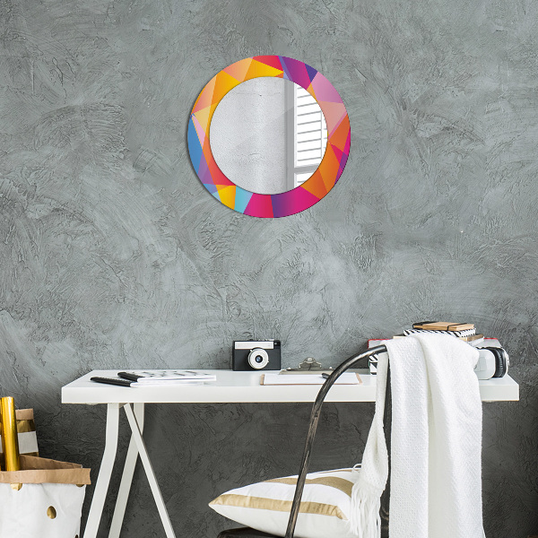 Round mirror frame with print Geometric composition