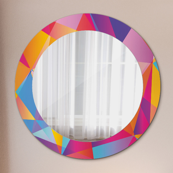 Round mirror frame with print Geometric composition