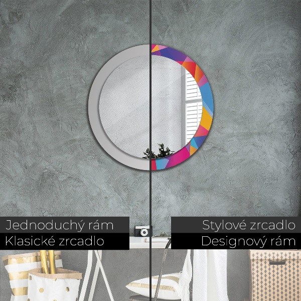Round mirror frame with print Geometric composition
