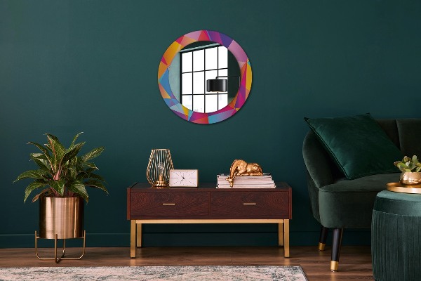 Round mirror frame with print Geometric composition