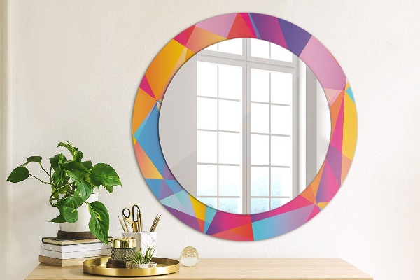 Round mirror frame with print Geometric composition