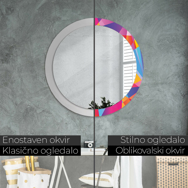 Round mirror frame with print Geometric composition