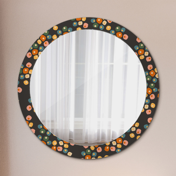 Round printed mirror Flower dots