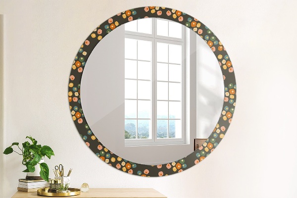 Round printed mirror Flower dots