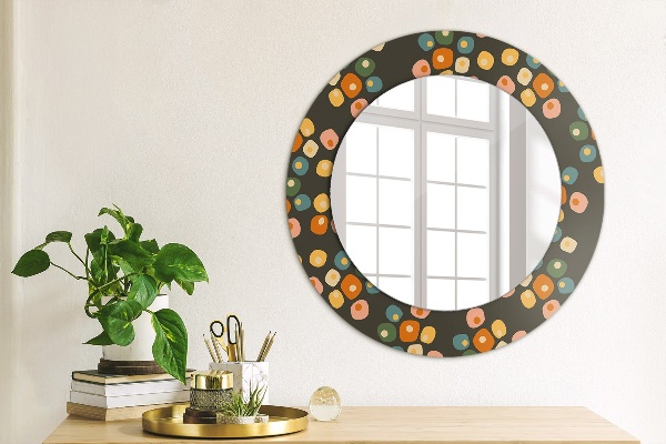 Round printed mirror Flower dots
