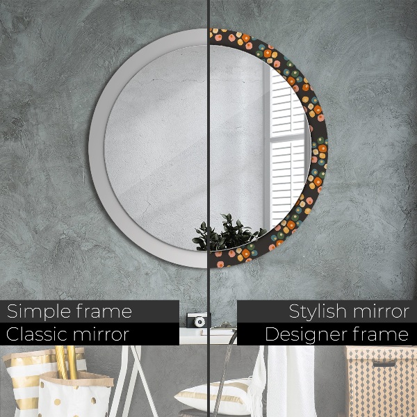 Round printed mirror Flower dots