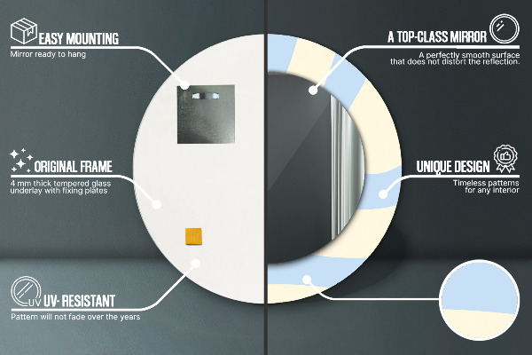 Round printed mirror Abstract shape