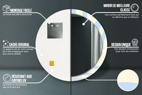 Round printed mirror Abstract shape