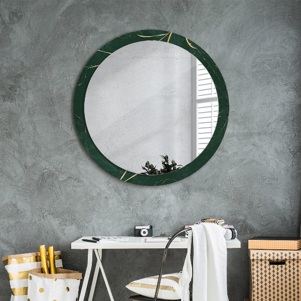 Round printed mirror Delicate golden leaves