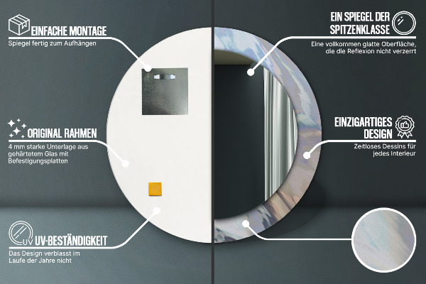 Round wall mirror decor Holographic texture