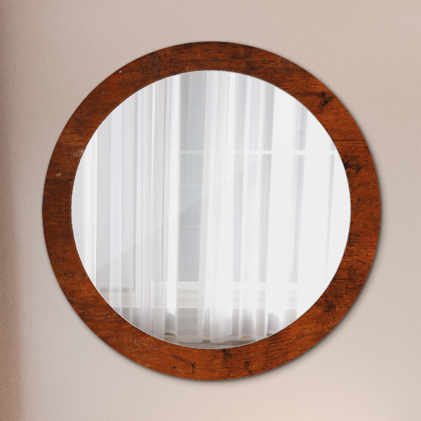 Round wall mirror decor Natural wood