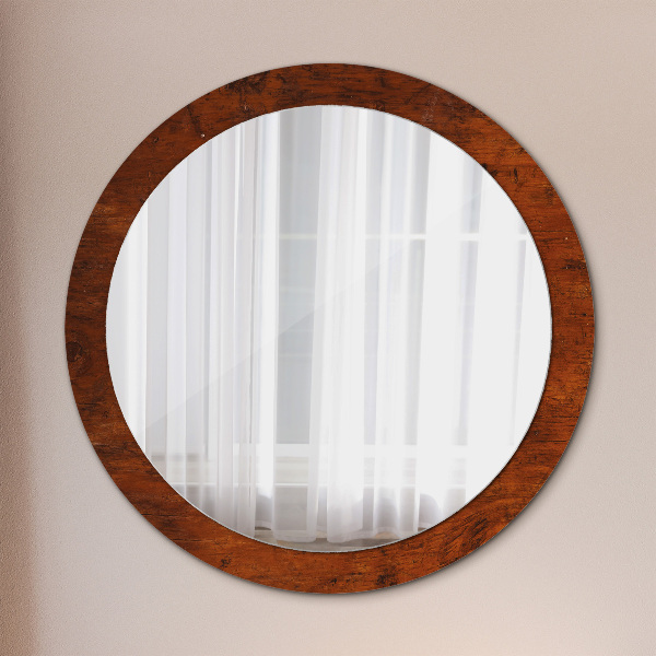 Round wall mirror decor Natural wood