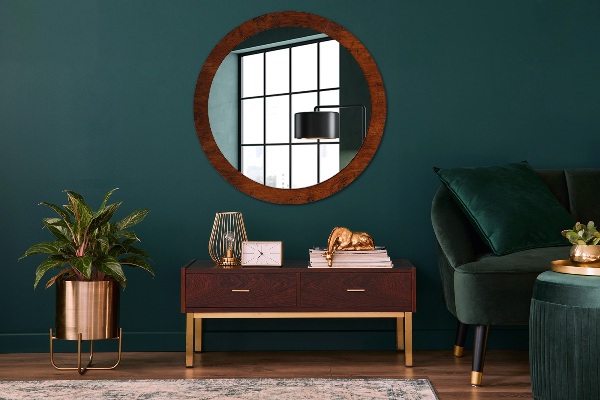 Round wall mirror decor Natural wood