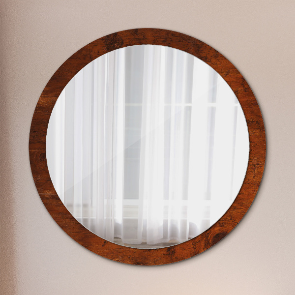 Round wall mirror decor Natural wood