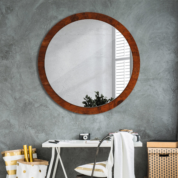 Round wall mirror decor Natural wood