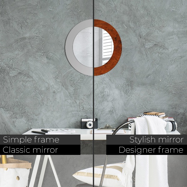 Round wall mirror decor Natural wood