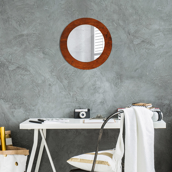 Round wall mirror decor Natural wood
