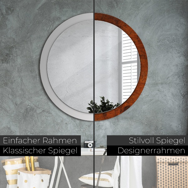 Round wall mirror decor Natural wood