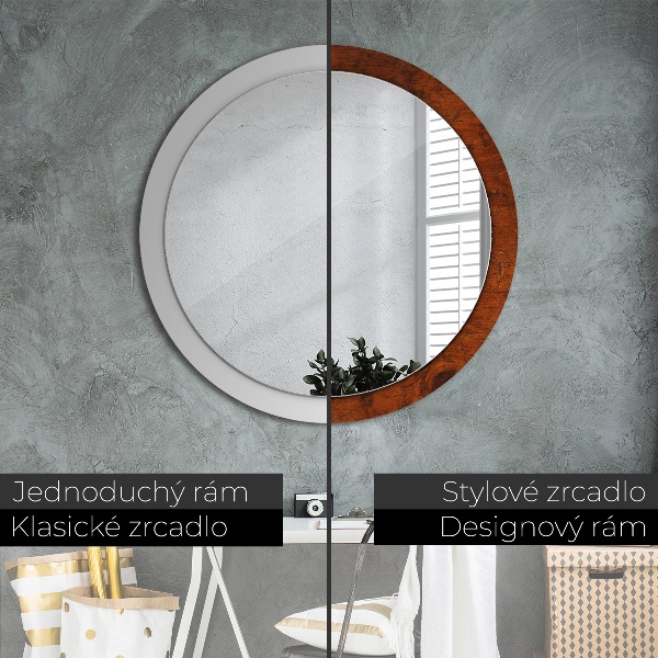 Round wall mirror decor Natural wood