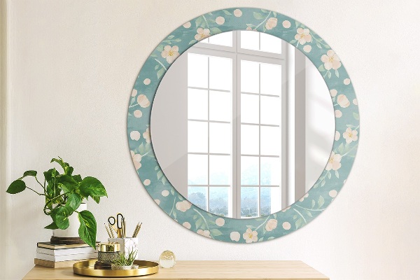 Round wall mirror decor Floral pattern
