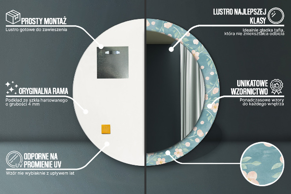 Round wall mirror decor Floral pattern