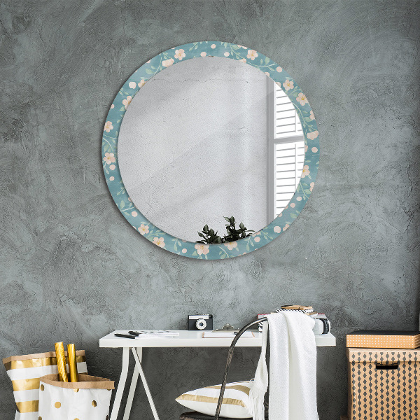 Round wall mirror decor Floral pattern