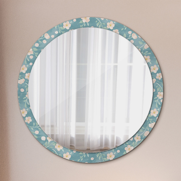 Round wall mirror decor Floral pattern