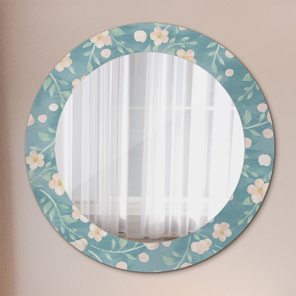 Round wall mirror decor Floral pattern