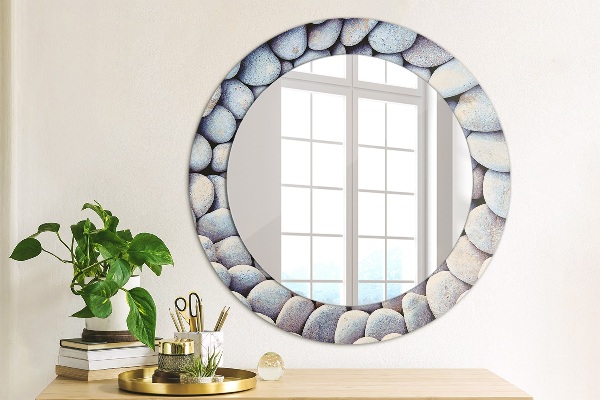 Round mirror frame with print Sea stones wheel