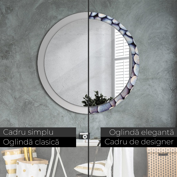 Round mirror frame with print Sea stones wheel