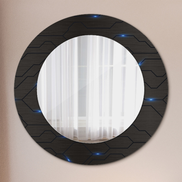 Round mirror frame with print Futuristic abstract