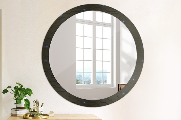 Round mirror frame with print Futuristic abstract