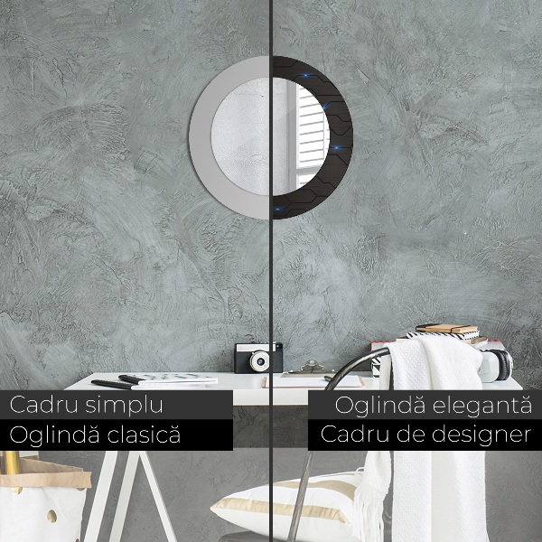 Round mirror frame with print Futuristic abstract