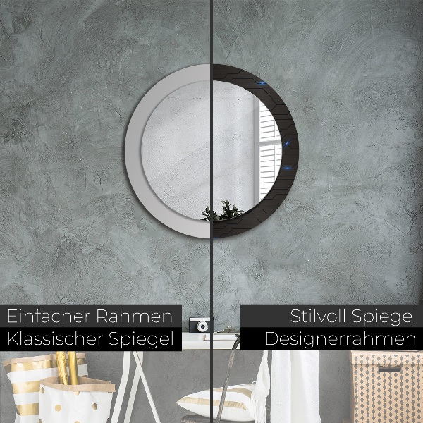 Round mirror frame with print Futuristic abstract