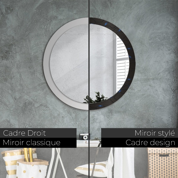 Round mirror frame with print Futuristic abstract