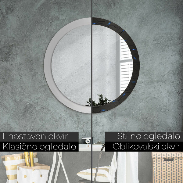 Round mirror frame with print Futuristic abstract
