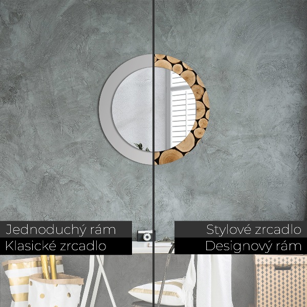 Round wall mirror decor Wood logs