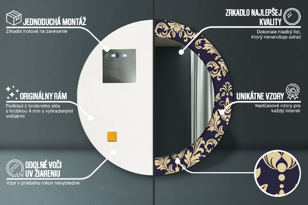 Round wall mirror decor Floral pattern