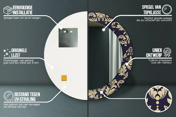 Round wall mirror decor Floral pattern