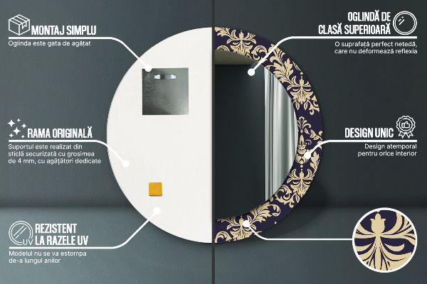 Round wall mirror decor Floral pattern