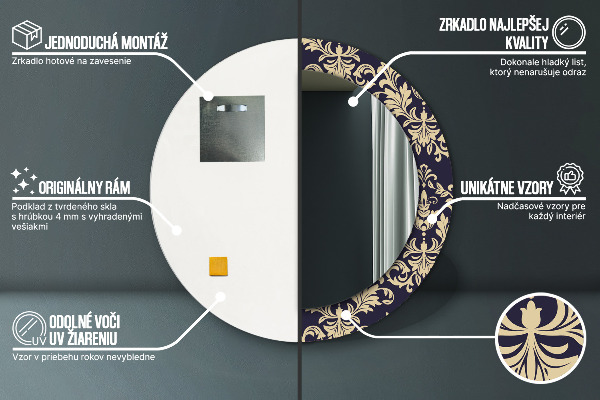 Round wall mirror decor Floral pattern