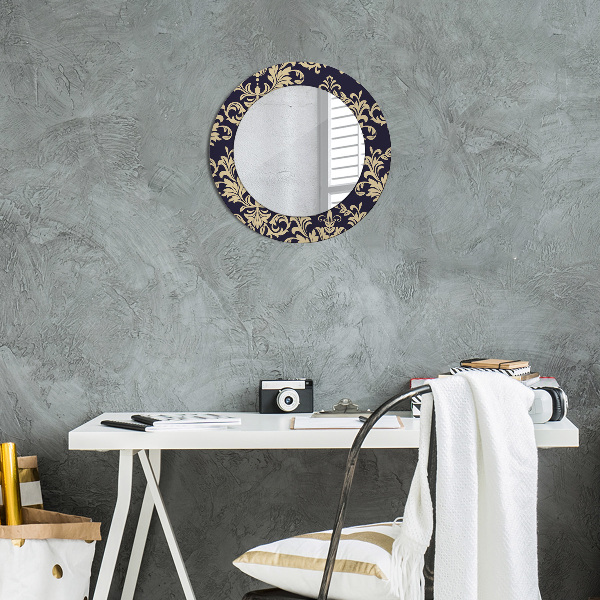 Round wall mirror decor Floral pattern