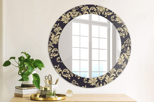 Round wall mirror decor Floral pattern