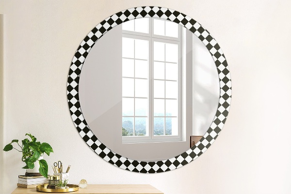 Round wall mirror decor Desk chess