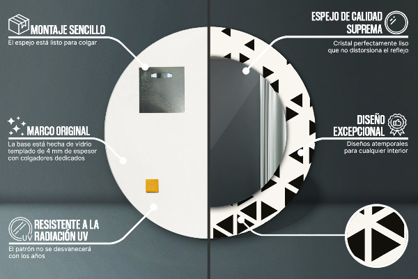 Round wall mirror decor Abstract geometric