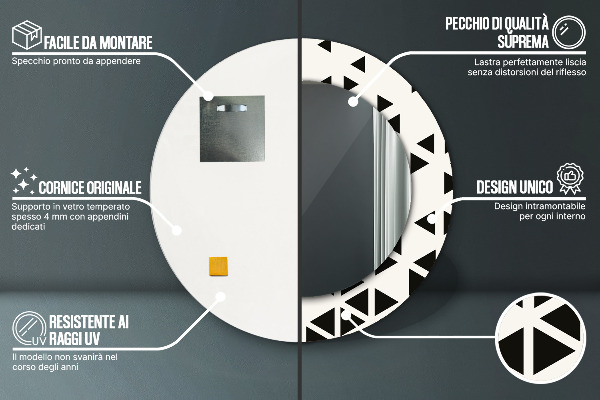 Round wall mirror decor Abstract geometric