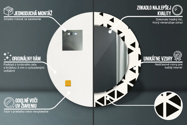 Round wall mirror decor Abstract geometric